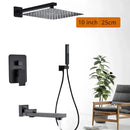 GobekUsa Black Wall Mounted Shower Faucet with Handshower and Rainfall Shower Head