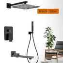 GobekUsa Black Wall Mounted Shower Faucet with Handshower and Rainfall Shower Head