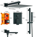 GobekUsa Black Rainfall Shower Faucets with Slider Bar and Embedded Mixer
