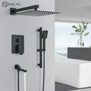 GobekUsa Black Rainfall Shower Faucets with Slider Bar and Embedded Mixer