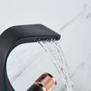 GobekUsa Black Brass Basin Faucet - Cold & Hot Waterfall Sink Tap