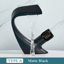 GobekUsa Black Brass Basin Faucet - Cold & Hot Waterfall Sink Tap