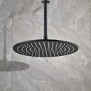 GobekUsa 16" Black Round Brass Ceiling Mounted Large Rain Shower Head Faucet