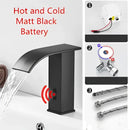 GobekUsa Black Sensor Waterfall Basin Faucet - Automatic Touchless Hot Cold Water Mixer