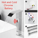 GobekUsa Black Sensor Waterfall Basin Faucet - Automatic Touchless Hot Cold Water Mixer