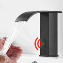 GobekUsa Black Sensor Waterfall Basin Faucet - Automatic Touchless Hot Cold Water Mixer