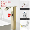 GobekUsa Black Sensor Waterfall Basin Faucet - Automatic Touchless Hot Cold Water Mixer