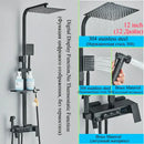 GobekUsa Digital Display Thermostatic Shower Faucet Set with Rainfall Shower Column in Chrome