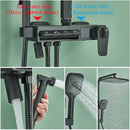 GobekUsa Digital Display Thermostatic Shower Faucet Set with Rainfall Shower Column in Chrome