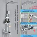 GobekUsa Digital Display Thermostatic Shower Faucet Set with Rainfall Shower Column in Chrome