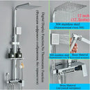 GobekUsa Digital Display Thermostatic Shower Faucet Set with Rainfall Shower Column in Chrome