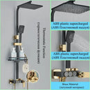 GobekUsa Digital Display Thermostatic Shower Faucet Set with Rainfall Shower Column in Chrome