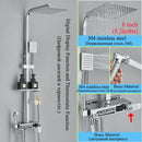GobekUsa Digital Display Thermostatic Shower Faucet Set with Rainfall Shower Column in Chrome