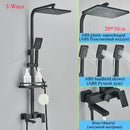 GobekUsa Black Brass Shower Faucet Set with Rotatable Tub Spout and Rain Shower Column