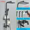 GobekUsa Black Brass Shower Faucet Set with Rotatable Tub Spout and Rain Shower Column