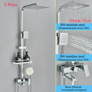 GobekUsa Black Brass Shower Faucet Set with Rotatable Tub Spout and Rain Shower Column