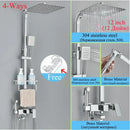 GobekUsa Black Brass Shower Faucet Set with Rotatable Tub Spout and Rain Shower Column
