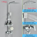 GobekUsa Black Brass Shower Faucet Set with Rotatable Tub Spout and Rain Shower Column