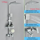 GobekUsa Black Brass Shower Faucet Set with Rotatable Tub Spout and Rain Shower Column