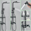 GobekUsa Black Brass Shower Faucet Set with Rotatable Tub Spout and Rain Shower Column