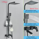 GobekUsa Black Brass Shower Faucet Set with Rotatable Tub Spout and Rain Shower Column