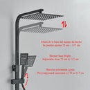 GobekUsa Black Brass Shower Faucet Set with Rotatable Tub Spout and Rain Shower Column