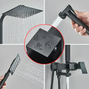GobekUsa Black Brass Shower Faucet Set with Rotatable Tub Spout and Rain Shower Column