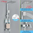 GobekUsa Black Brass Shower Faucet Set with Rotatable Tub Spout and Rain Shower Column