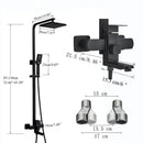 GobekUsa Black Stainless Steel Shower Faucet Set with Waterfall Outlet - Chrome Bathtub Tap