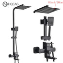 GobekUsa Black Stainless Steel Shower Faucet Set with Waterfall Outlet - Chrome Bathtub Tap