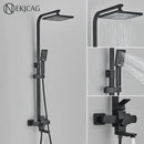 GobekUsa Black Stainless Steel Shower Faucet Set with Waterfall Outlet - Chrome Bathtub Tap