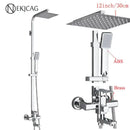 GobekUsa Black Stainless Steel Shower Faucet Set with Waterfall Outlet - Chrome Bathtub Tap