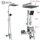 GobekUsa Black Stainless Steel Shower Faucet Set with Waterfall Outlet - Chrome Bathtub Tap