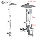 GobekUsa Black Stainless Steel Shower Faucet Set with Waterfall Outlet - Chrome Bathtub Tap