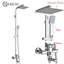 GobekUsa Black Stainless Steel Shower Faucet Set with Waterfall Outlet - Chrome Bathtub Tap