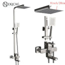 GobekUsa Black Stainless Steel Shower Faucet Set with Waterfall Outlet - Chrome Bathtub Tap