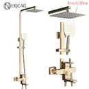 GobekUsa Black Stainless Steel Shower Faucet Set with Waterfall Outlet - Chrome Bathtub Tap