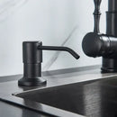 Modern matte black soap dispenser with stainless steel head kitchen by Decorbites