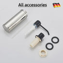Modern matte black soap dispenser with stainless steel head kitchen by Decorbites