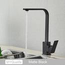 GobekUsa Black Square Kitchen Faucet: Chorme/Gold Hot Cold Mixer Tap 360° Rotation