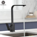 GobekUsa Black Square Kitchen Faucet: Chorme/Gold Hot Cold Mixer Tap 360° Rotation