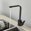 GobekUsa Black Square Kitchen Faucet: Chorme/Gold Hot Cold Mixer Tap 360° Rotation