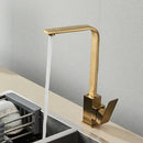 GobekUsa Black Square Kitchen Faucet: Chorme/Gold Hot Cold Mixer Tap 360° Rotation