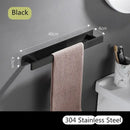 Modern matte black steel towel rack bathroom hanger by Decorbites