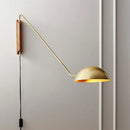 GobekUsa Modern Swing Arm Bedside Wall Lamp with Metal Dome Shade