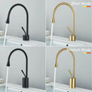 GobekUsa Gold Tall Basin Faucet, 360 Swivel Waterfall Mixer for Bathroom Washbasin