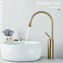 GobekUsa Gold Tall Basin Faucet, 360 Swivel Waterfall Mixer for Bathroom Washbasin