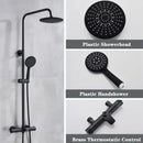 GobekUsa Black Shower Faucet Set with Thermostatic Control and 8" Rainfall Head