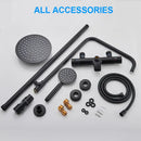 GobekUsa Black Shower Faucet Set with Thermostatic Control and 8" Rainfall Head