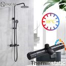 GobekUsa Black Shower Faucet Set with Thermostatic Control and 8" Rainfall Head